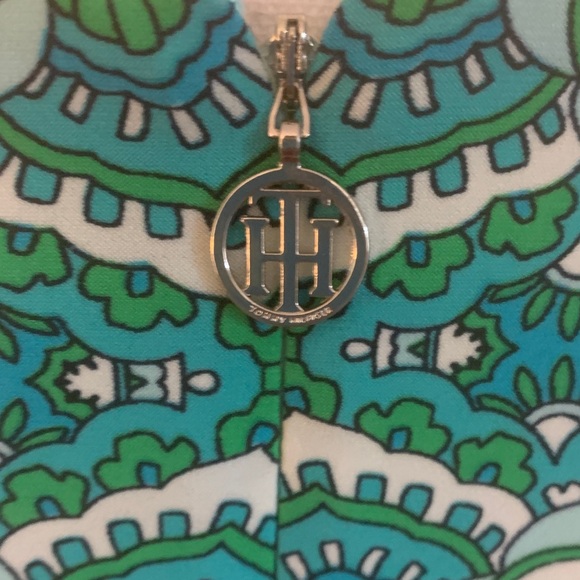 Tommy Hilfiger Teal and White Long Sleeve Dress - Picture 5 of 5